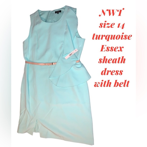 Alex Marie Dresses & Skirts - NWT designer Alex Marie Essex Sheath Dress size 14 plus size turquoise lined